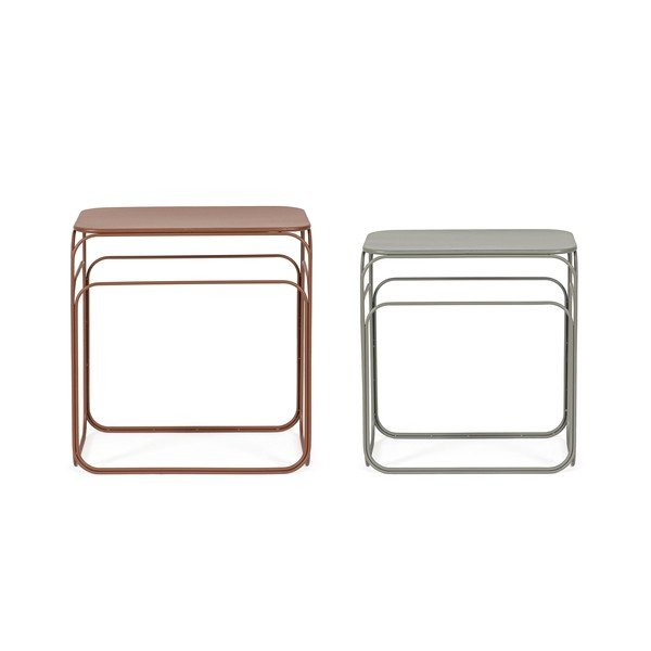 Sivi/boje terakote metalni pomoćni stolovi u setu 2 kom 36x56 cm Clarity – Bizzotto-image-3