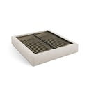 Krem tapecirani bračni krevet s prostorom za odlaganje s podnicom 140x200 cm Simon – Micadoni 