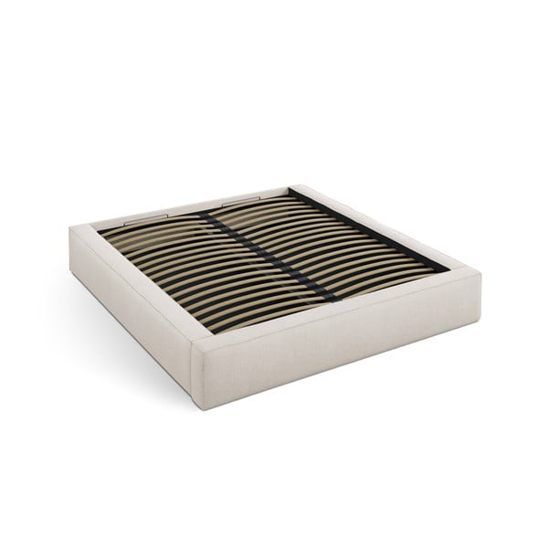 Krem tapecirani bračni krevet s prostorom za odlaganje s podnicom 140x200 cm Simon Darren – Micadoni -image-2