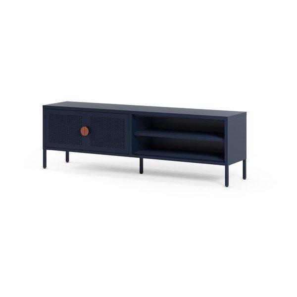 Tamno plava metalna TV komoda 160x50x35 cm Sayla – Marckeric-image-3