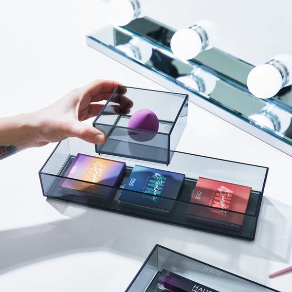 Mat crni kupaonski organizatori za kozmetiku od reciklirane plastike u setu od 3 kom Stack & Slide - iDesign-image-1