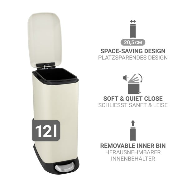 Krem željezna kanta za smeće s pedalom 12 l Design – Wenko-image-4