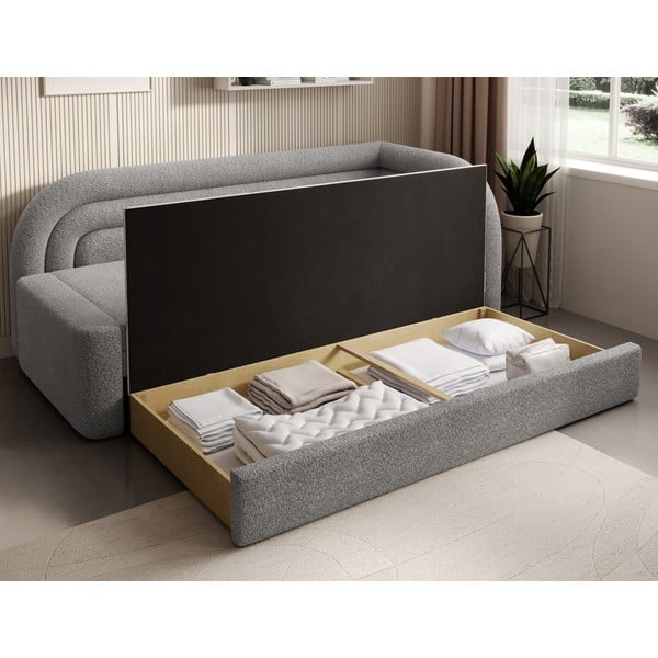 Siva sklopiva/s prostorom za odlaganje sofa od bouclé tkanine s desnim kutom 223 cm Fabillo – ELTAP-image-4