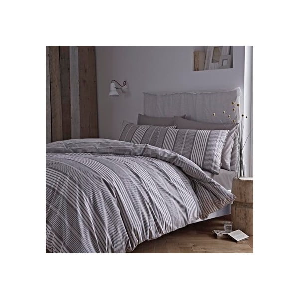 Siva posteljina Bianca Stripe Cotton, 260 x 220 cm