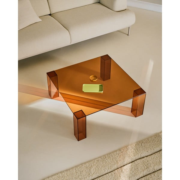 Smeđi stakleni stolić za kavu 85x85 cm Adularia – Kave Home-image-1