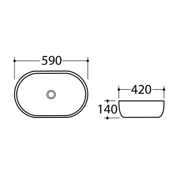 Sivi keramički umivaonik 59x42 cm Dalma – Sapho-image-4