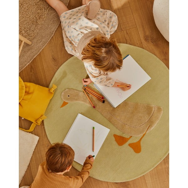 Svijetlo žuti pamučan dječji tepih ø100 cm Milu – Kave Home-image-1