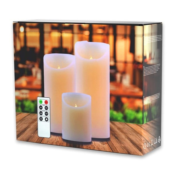 Set od 3 LED svijeće s daljinskim upravljačem DecoKing Wax, visina 10; 15 do 20 cm-image-2