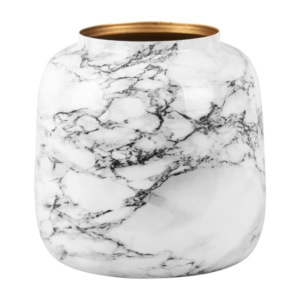 Bijelo-crna željezna vaza PT LIVING Marble, visina 12,5 cm