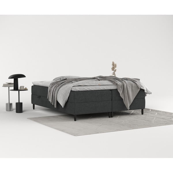 Tamno sivi boxspring krevet s prostorom za pohranu 200x200 cm Malte – Maison de Rêve-image-4
