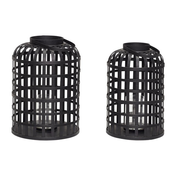 Set od 2 crne lucerne od bambusa Hübsch Bamboo Garo-image-1