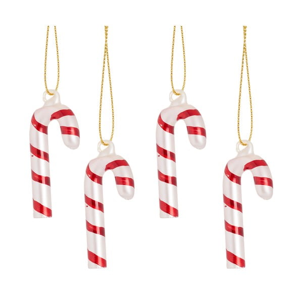 Stakleni ukrasi za božićno drvce u setu 4 kom Candy Cane – Sass & Belle