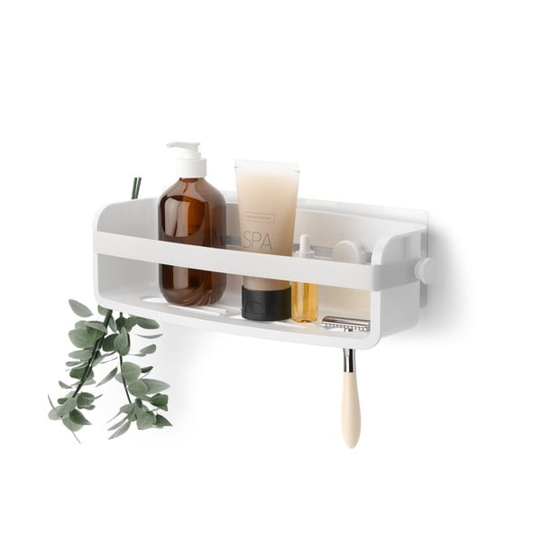 Bijela samoljepljiva kupaonska polica od reciklirane plastike Flex Adhesive – Umbra-image-4