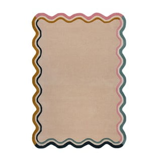 Krem ručno rađen vunen tepih 120x170 cm Leo Scallop – Flair Rugs