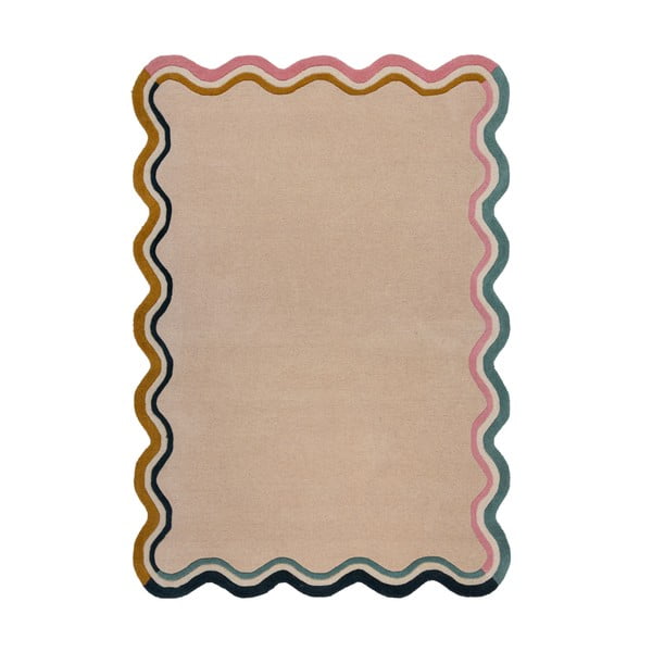 Krem ručno rađen vunen tepih 120x170 cm Leo Scallop – Flair Rugs