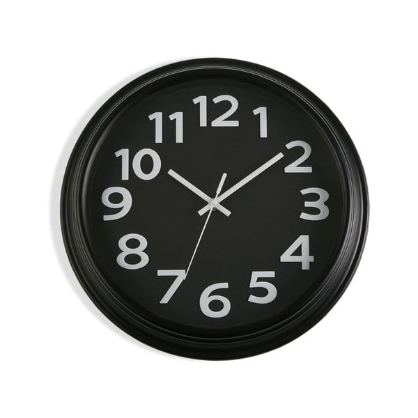 Crni zidni sat Versa In Time, ⌀ 32,7 cm