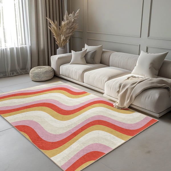 Žuti /ružičasti periv tepih 120x180 cm Creamy Raspberry Swirl – Mila Home-image-1