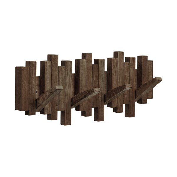 Tamno smeđa zidna vješalica od punog hrasta 40 cm Caltra – House Nordic