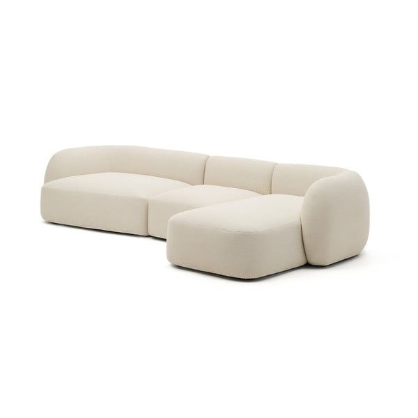 Krem kutna garnitura od šenila (s desnim kutom/s ležaljkom) Martina – Kave Home-image-2