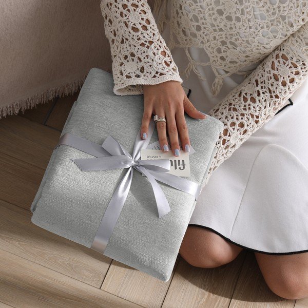 Svijetlo sivi prekrivač od šenila 220x240 cm Talo – Filumi-image-4