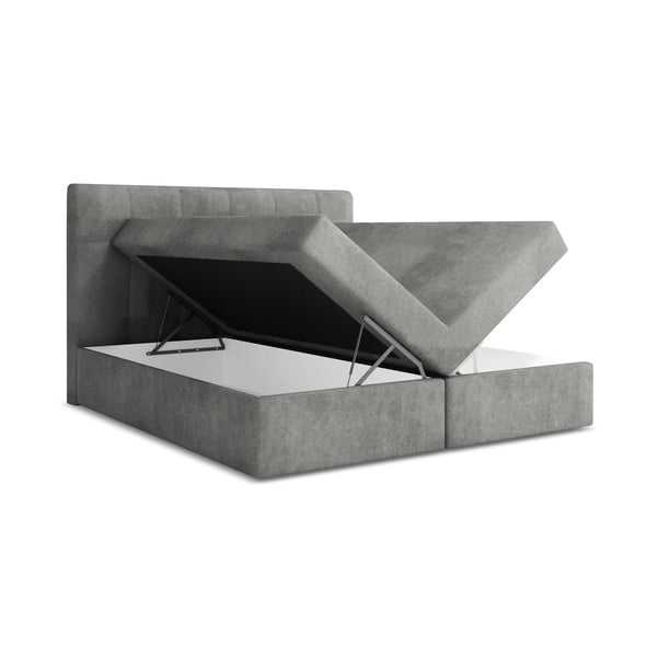 Sivi boxspring krevet s prostorom za odlaganje 180x200 cm Palta – Makamii-image-1