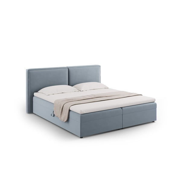 Svijetlo plavi boxspring krevet s prostorom za pohranu 180x200 cm Arendal – Cosmopolitan Design-image-4