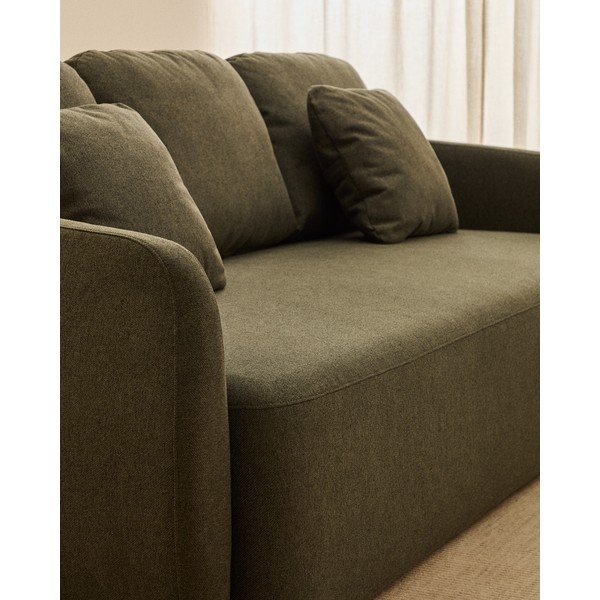 Tamno zelena sklopiva sofa od šenila 218 cm Laira – Kave Home-image-4