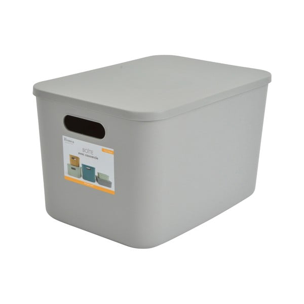 Siva plastična kutija za pohranu s poklopcem 35,5x25,5x23 cm – Homéa-image-2