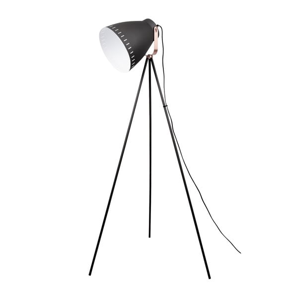 Crna podna svjetiljka s detaljima u bakru Leitmotiv Mingle