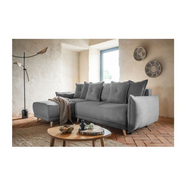 Siva sklopiva kutna garnitura od samta (promjenjiva) Lazy Lukka – Miuform-image-1