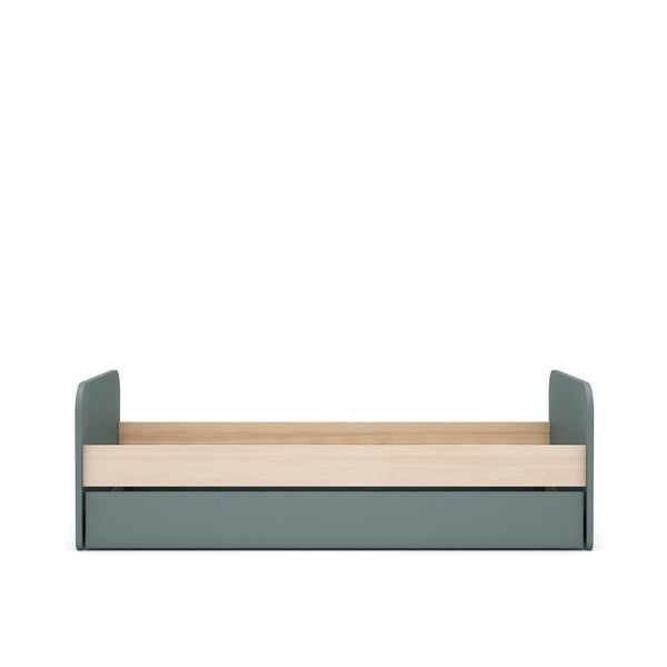 Prljavo zeleni dječji krevet u dekoru bora s dodatnim ležajem s prostorom za odlaganje s podnicom 90x200 cm Esteban – Marckeric-image-1