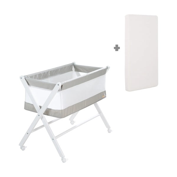 Bijela kolijevka na kotačićima/sklopiva 90x45 cm – Roba-image-2