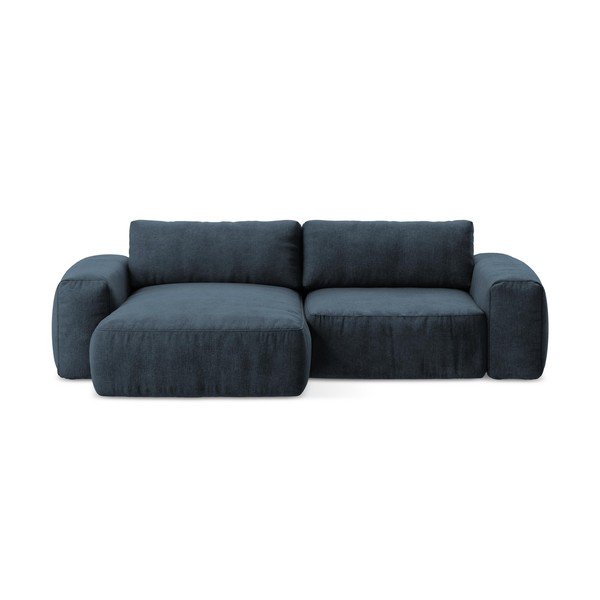 Tamno plava sklopiva kutna garnitura od šenila (s lijevim kutom/s ležaljkom) Kuki – Makamii