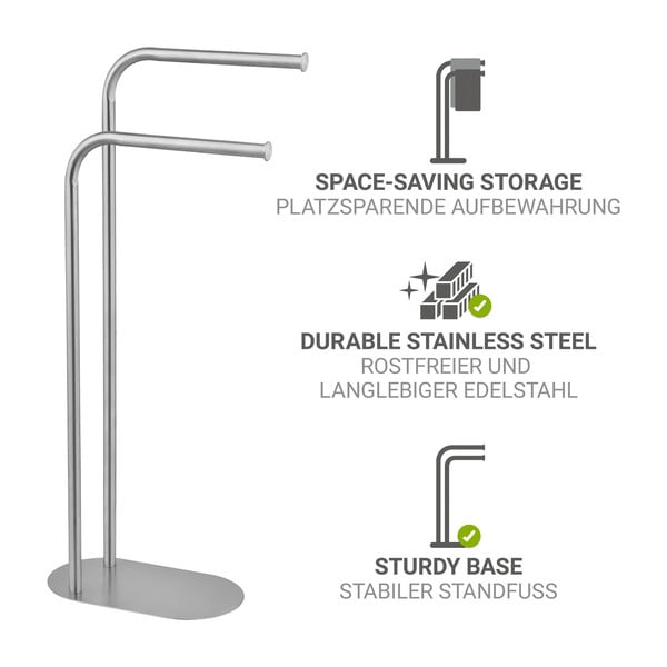 Držač za ručnike od nehrđajućeg čelika u mat srebrnoj boji Levante – Wenko-image-4