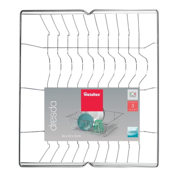 Ocjeđivač posuđa sjajno srebrne boje Metaltex Dresda-image-1