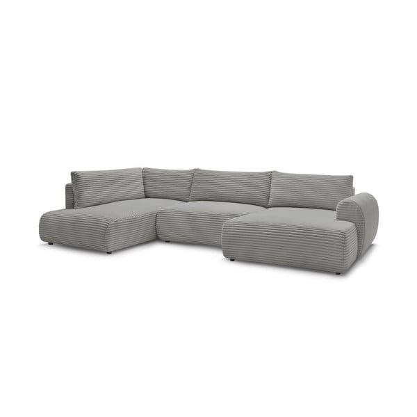 Tamno siva sklopiva/s prostorom za odlaganje kutna garnitura od samta (s lijevim kutom/u obliku slova "U") Lucien – Bobochic Paris-image-3