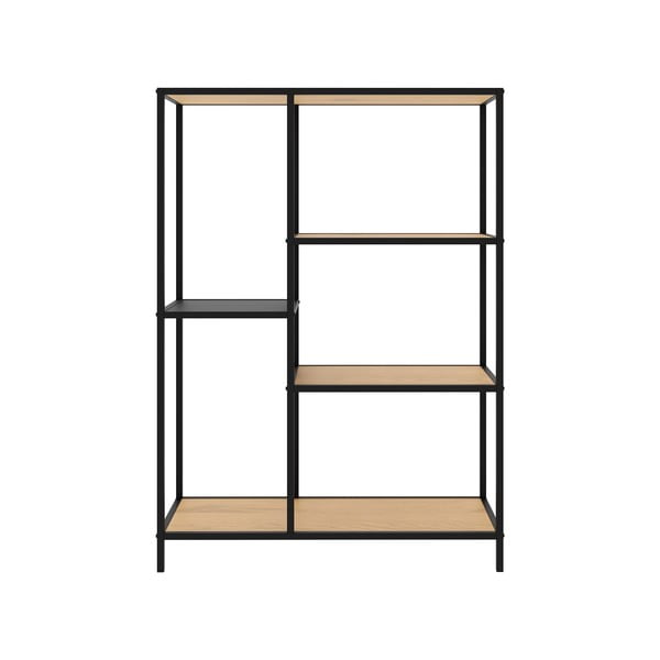 Crna/u prirodnoj boji biblioteka u dekoru hrasta 80x112x35 cm Altino – Unique Furniture