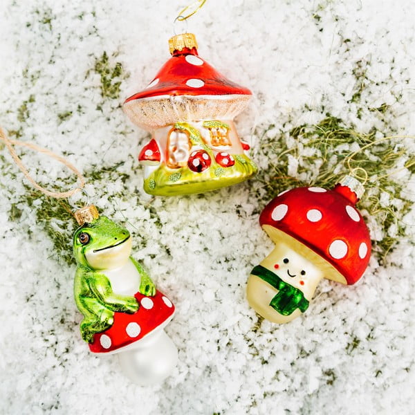 Stakleni ukas za božićno drvce ø 6 cm Mushroom House – Sass & Belle-image-1