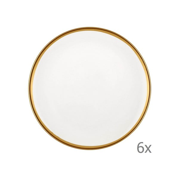 Set od 6 bijelih porculanskih desertnih tanjura Mia Halos Gold, ⌀ 19 cm