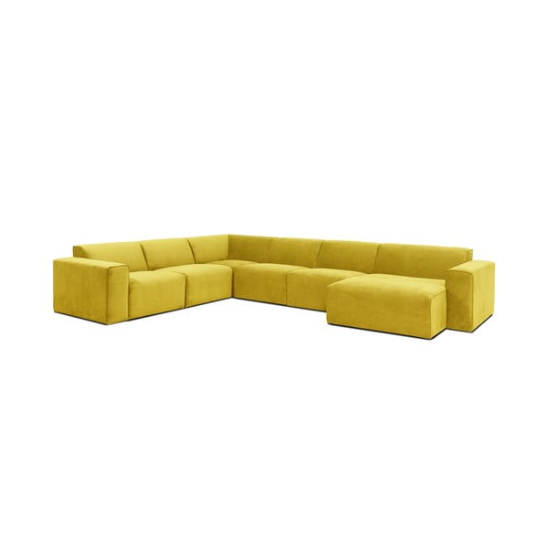 Žuta baršunasta modularna sofa u obliku slova U Scandic Sting, desni kut-image-2