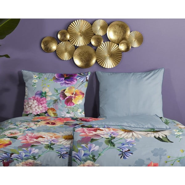 Siva posteljina od organskog pamuka Descanso Sunflower, 140 x 220 cm-image-2