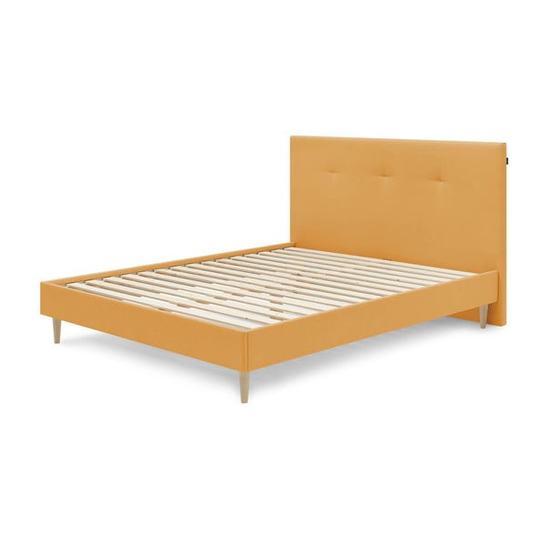 Žuti tapecirani bračni krevet s podnicom 180x200 cm Tory - Bobochic Paris
