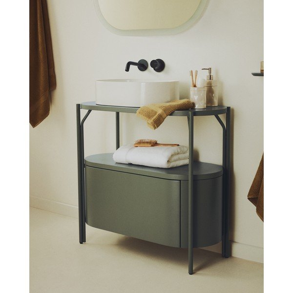 Zeleni ormarić za ispod umivaonika 90x81 cm Arely – Kave Home-image-1