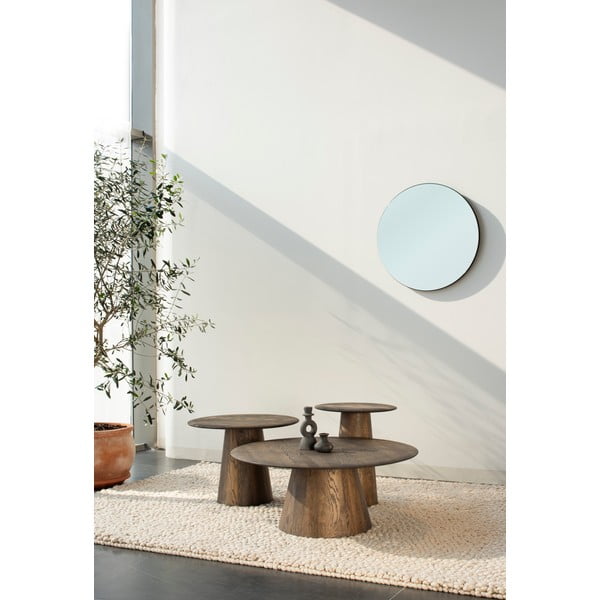 Smeđi okrugao stolić za kavu od punog hrasta ø 80 cm Mushroom – Gazzda-image-4