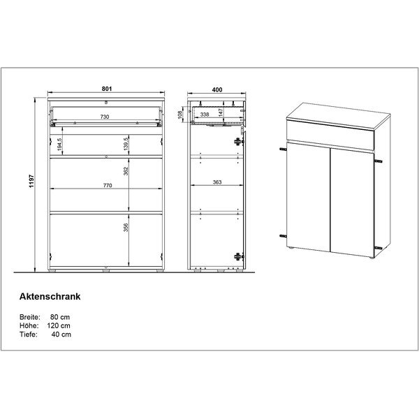 Krem komoda u mat dekoru 80x120x40 cm Lissabon – Germania-image-4