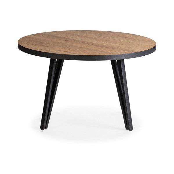 Crni/u prirodnoj boji okrugao stolić za kavu s pločom stola u dekoru hrasta ø 80 cm Sindi – Marckeric-image-2