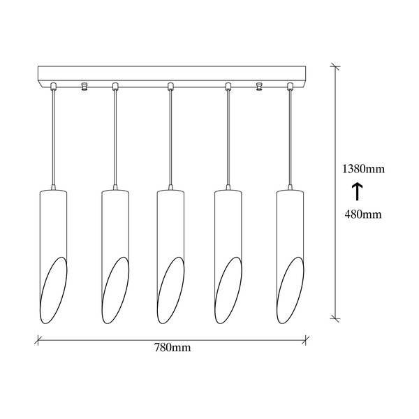 Crna viseća svjetiljka za 5 žarulja Opviq lights Kesik-image-3