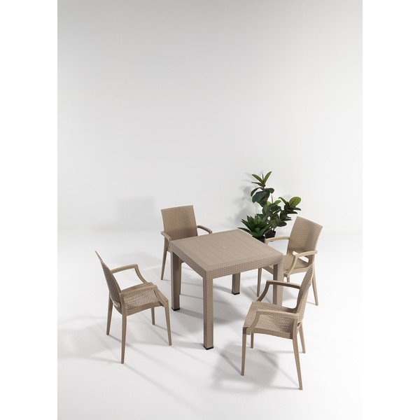 Bež vrtni blagovaonski set od umjetnog ratana za 4 osobe Rattan – Floriane Garden-image-1