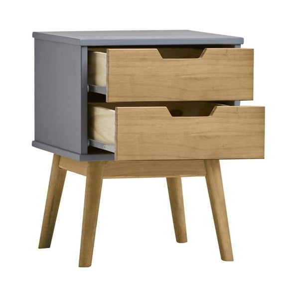 Sivo-smeđi noćni ormarić od punog borovog drveta Marckeric Baku-image-3
