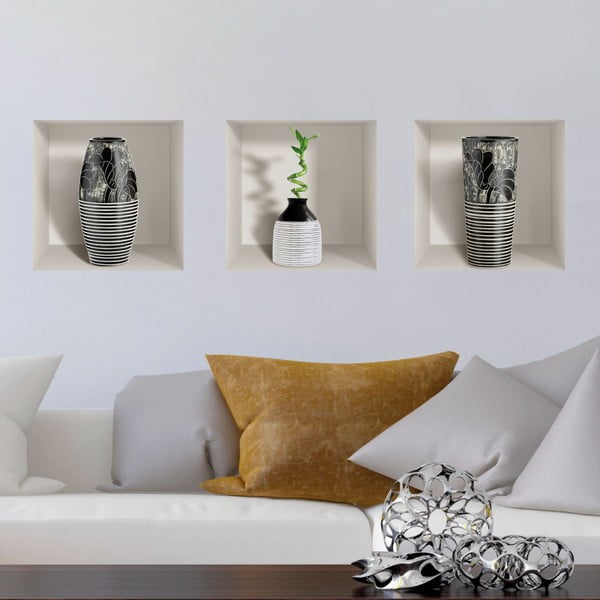 Set od 3 3D zidne naljepnice Ambiance Modern Vases